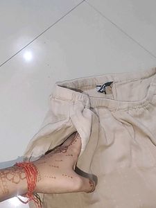 Cream Linen Blend Shorts