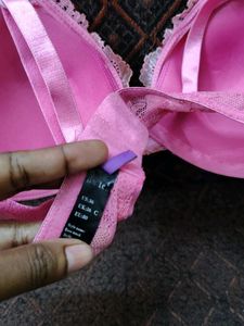 Pink Lace Trim soft padded Bra