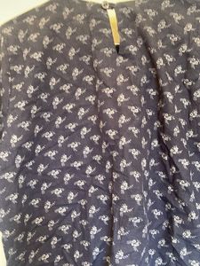 Navy Blue Printed Casual Top