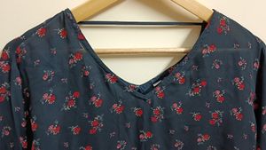 Floral Black Top With Neck Design Oversized