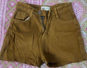 Brown Denim Shorts