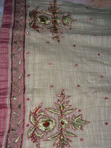 Elegant Cream Kurti with Pink Embroidery
