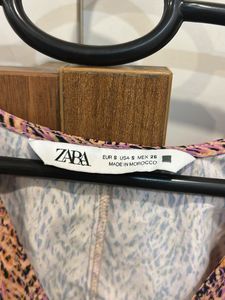 zara Chic Printed V-Neck Long Sleeve Top