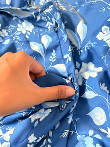 Blue Floral Sleeveless Midi Dress