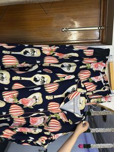Cute Floral &amp; Guitar Print Pajama Set