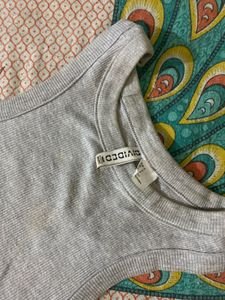 Grey Ribbed Tank Top