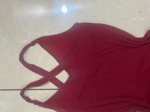 Maroon Criss-Cross Back Mini Dress