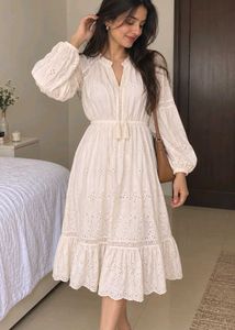 Boho Eyelet Midi Dress