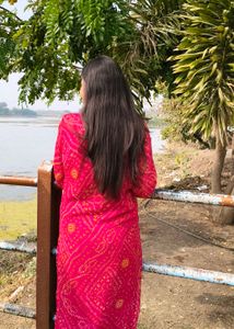 dark pink bandhani kurta