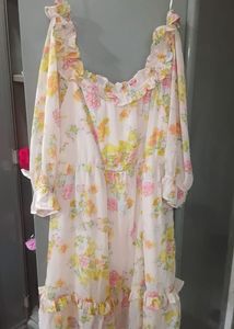 Beautiful Floral Print Dress XL Size