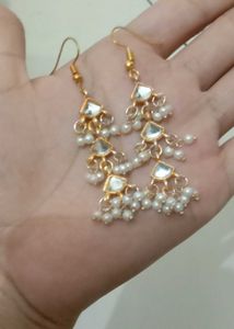 Elegant Pearl &amp; Kundan Earrings