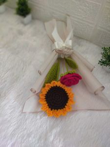 Crochet Sunflower &amp; Rose Bouquet