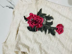 Cream Floral Embroidered Top