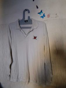 Men's Cream Long Sleeve Polo Shirt