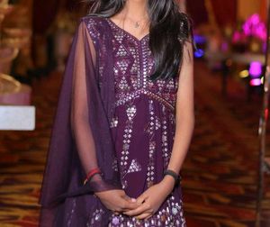 Embroidered Purple Kurta Set with Dupatta