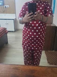 Maroon Polka Dot Kurta and Pants Set
