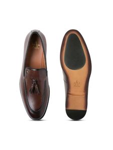 Arrow Men's Brown Leather Tassel Loafers