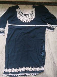 Dark Blue Kurta with Lace