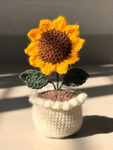 Handmade Crochet Sunflower in Pot