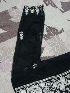 Stylish Embroidered Black Chickenkari Kurti