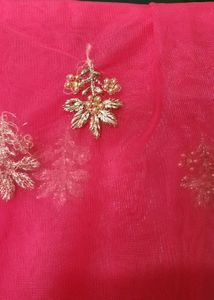 Vibrant Pink Embroidered Net Dupatta