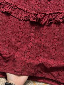 maroon Lace Ruffle Top