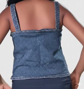 Dirty Wash Denim Corset looking Top