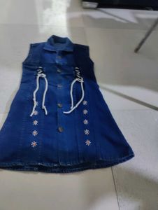 Girls Denim Dress with Lace-Up Detail