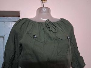 Olive Green Peplum Top
