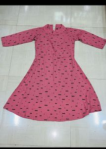 Chic Pink Printed Midi Dress