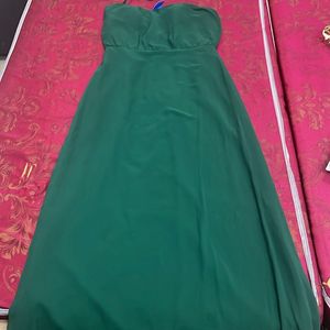 Elegant Strapless Green Maxi Dress