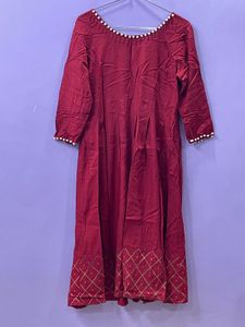 Maroon Kurta with Pearl Detail