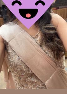 Elegant champagne gold Saree with Embellished Blou
