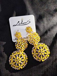 Stunning Yellow Floral Dangle Earrings