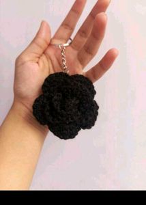 Handmade Crochet Rose Keychain