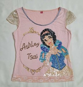 Y2k Vintage 2000s Disney Princess Embellished Top