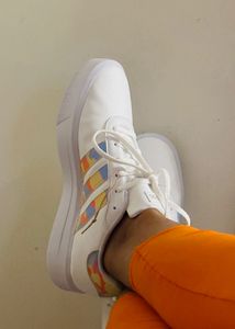 Adidas White Sneakers with Colorful Accents
