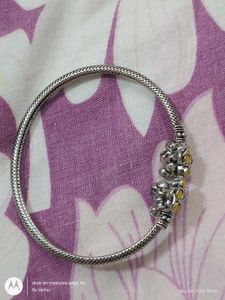 Ethnic Silver Bangle with Yellow Stones