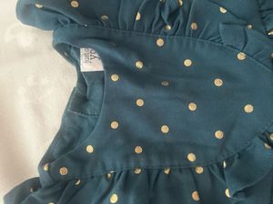 Girls Teal Polka Dot Dress