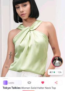 Mint Green Satin Halter Neck Top