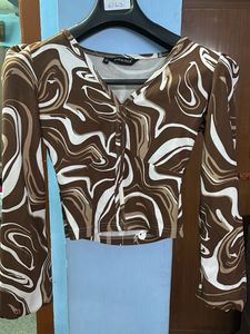 Trendy Brown Patterned Top