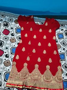Red Embroidered Kurta Set