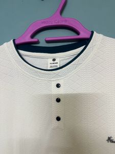 Men's Cream Textured Henley T-Shirt