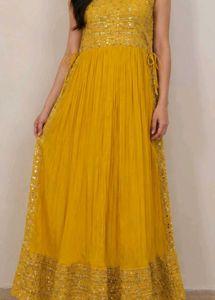 Stunning Yellow Embroidered Naira Cut Suit Set