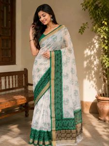 Beautiful Royal Carriage Print Cotton Saree
