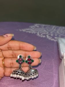 Designer Jhumka Earrings with Pearls