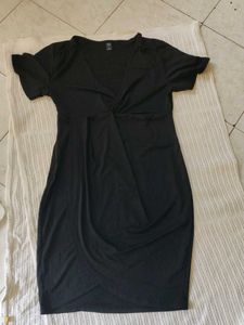 Shein curve Classic Black V-Neck Wrap Dress