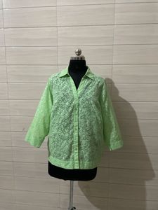 Chic Lime Green Floral Blouse
