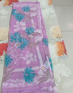 Flower Printed Orgenza 😍 Colour Saree