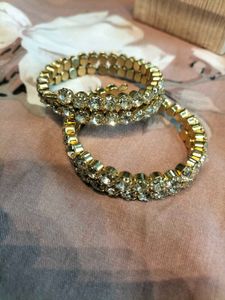 Sparkling Gold Bangles with Crystals pack of 1